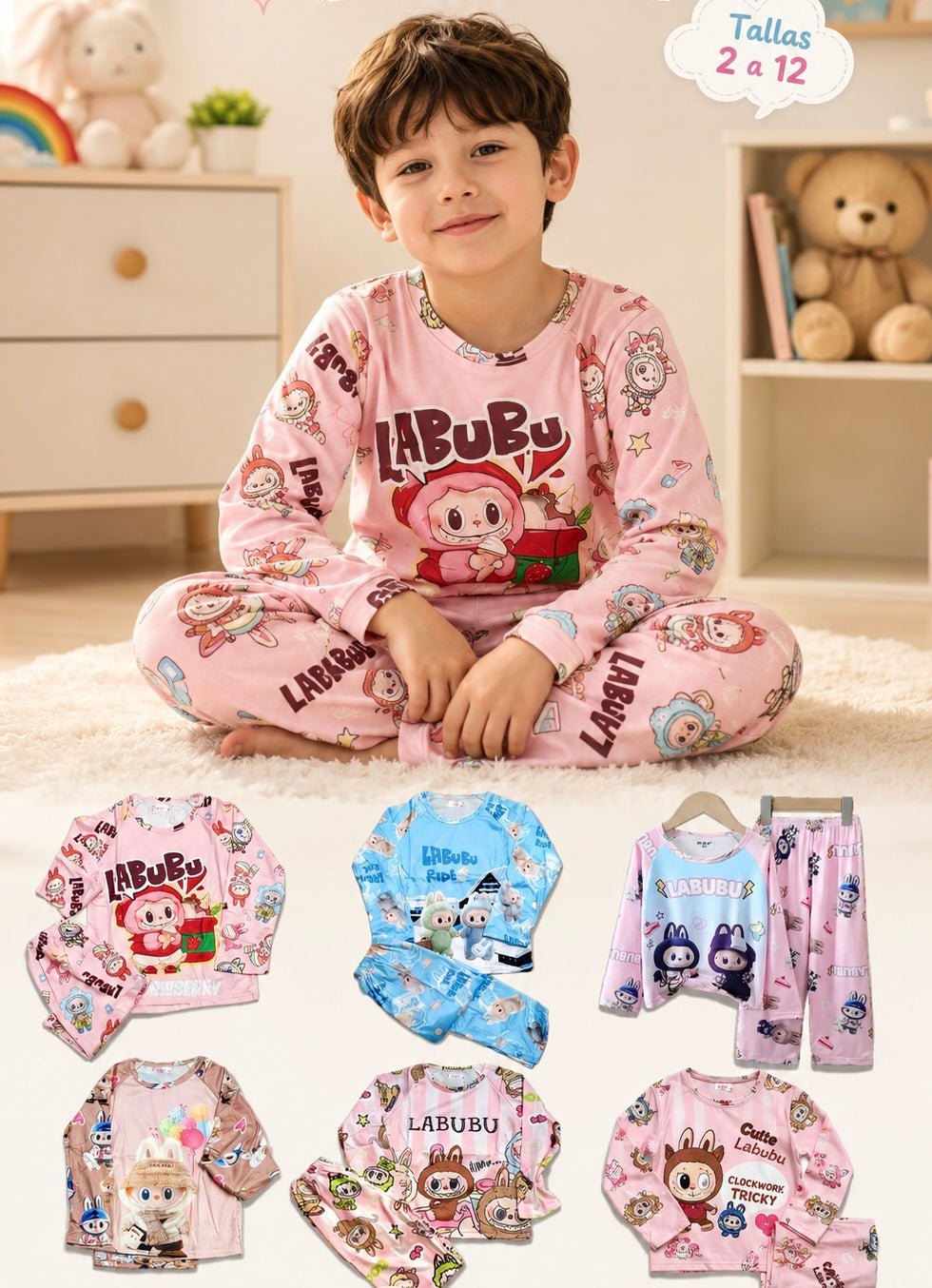 Pijama Infantil Labubu - Tallas 2 a 12
